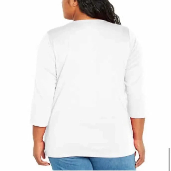 Orvis Ladies Women ¾ Sleeve Split Neck Top, White - Picture 3 of 8